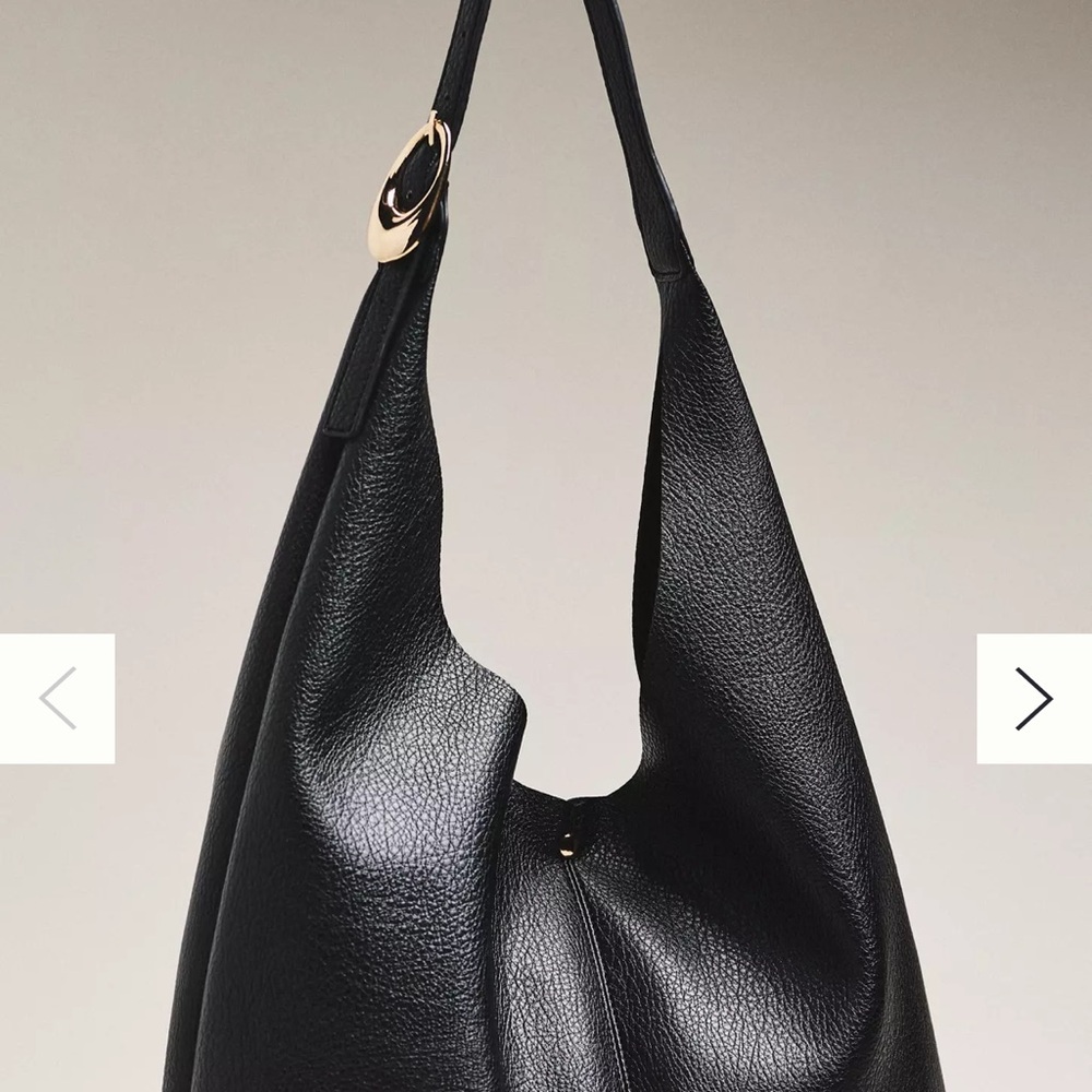 Anthropologie Black Leather Hobo Bag